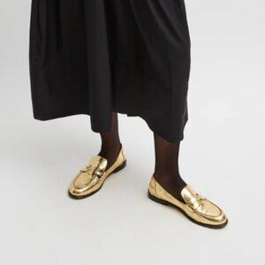 Tibi Nacho Loafer Gold Metallic Size 37